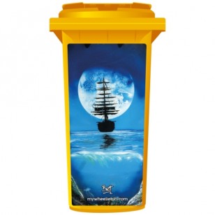 Brett Day Moonlight Ship Wheelie Bin Sticker Panel